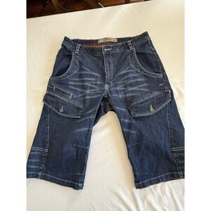 Vintage REI Men's Denim Cargo Shorts Dark Wash Size 34